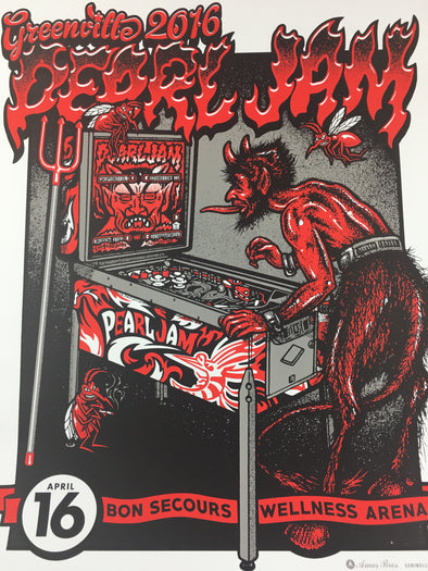 Pearl Jam - 2016 Ames Design Poster Greenville, SC Bon Secours Wellness Arena