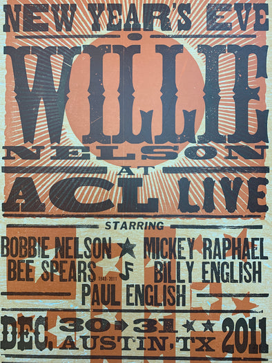 Willie Nelson - 2011 Hatch Show Print NYE poster ACL Live