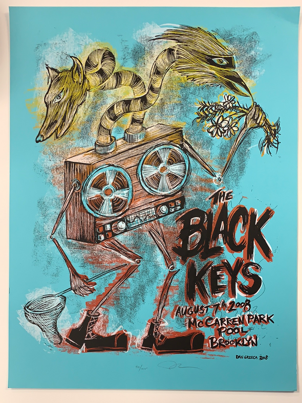 The Black Keys - 2008 Dan Grzeca poster Brooklyn, NY McCarren Park 410/475