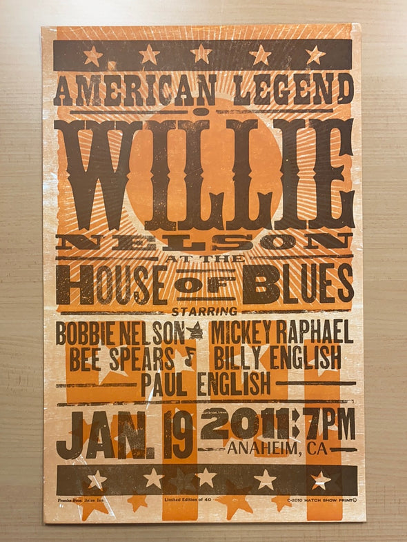 Willie Nelson - 2011 Hatch Show Print 1/19 poster Anaheim, California