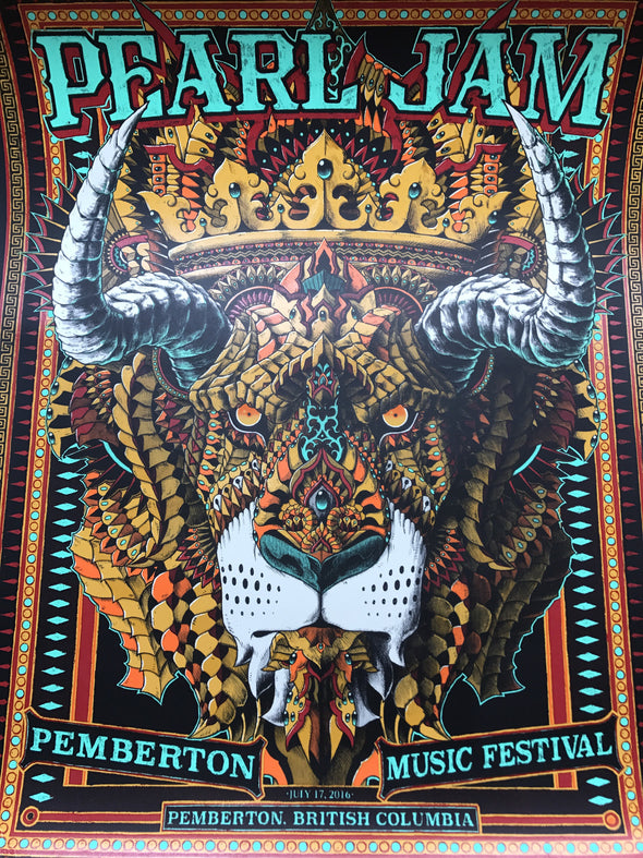 Pearl Jam - 2016 BioWorkZ poster Pemberton Music Festival BC s/n