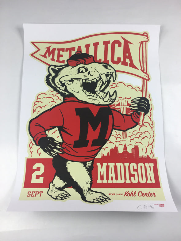 Metallica - 2018 Ames Design Poster Madison, WI Kohl Center Arena