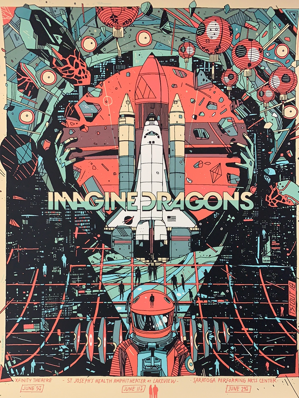 Imagine Dragons - 2018 Tyler Stout poster Saratoga, Hartford, Syracuse
