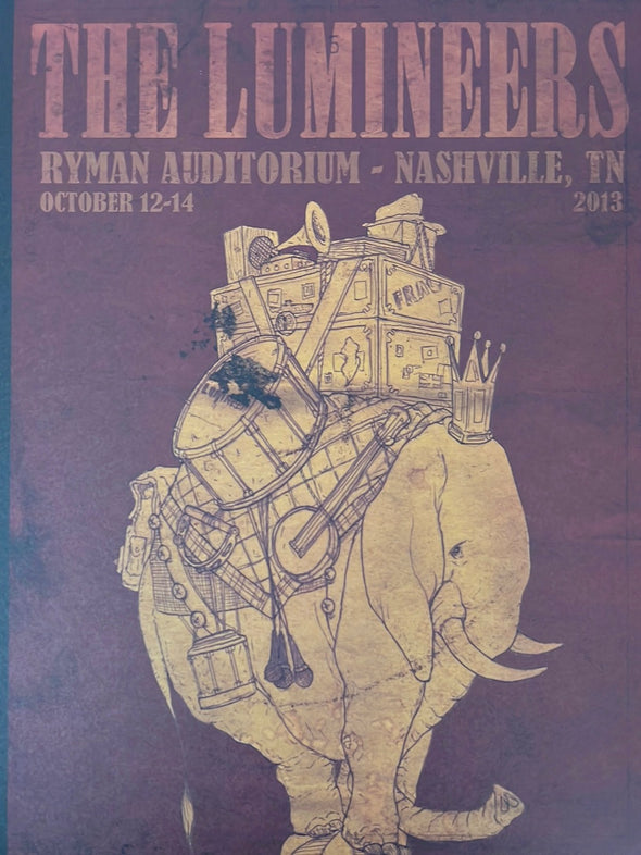 Lumineers - 2013 poster Nashville, TN Ryman Auditorium