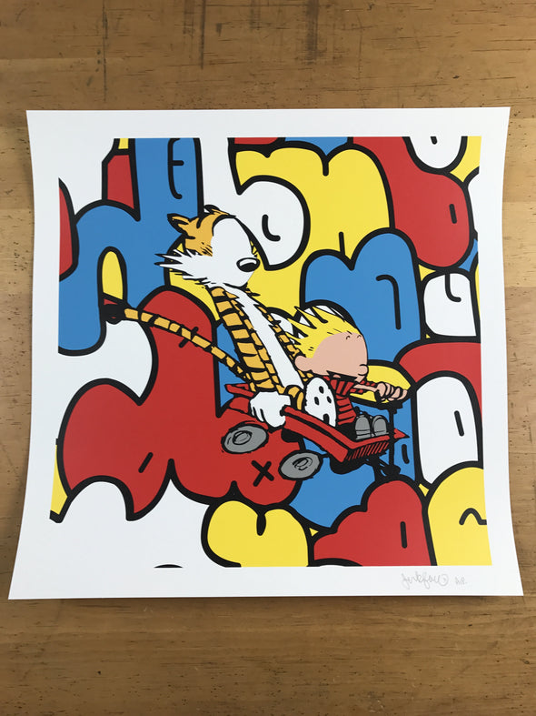 Old Friends - 2015 Jerkface poster street art Calvin and Hobbes AP