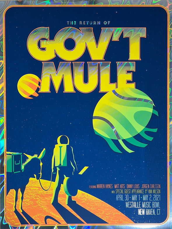 Gov't Mule - 2021 Mike Tallman poster New Haven, CT FOIL