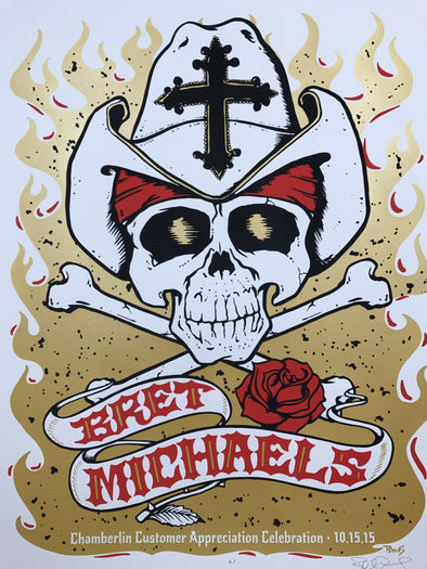 Brett Michaels - 2015 Billy Perkins poster Chamberlin rose skull