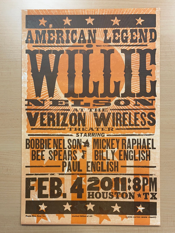 Willie Nelson - 2011 Hatch Show Print 2/4 poster Houston, Texas