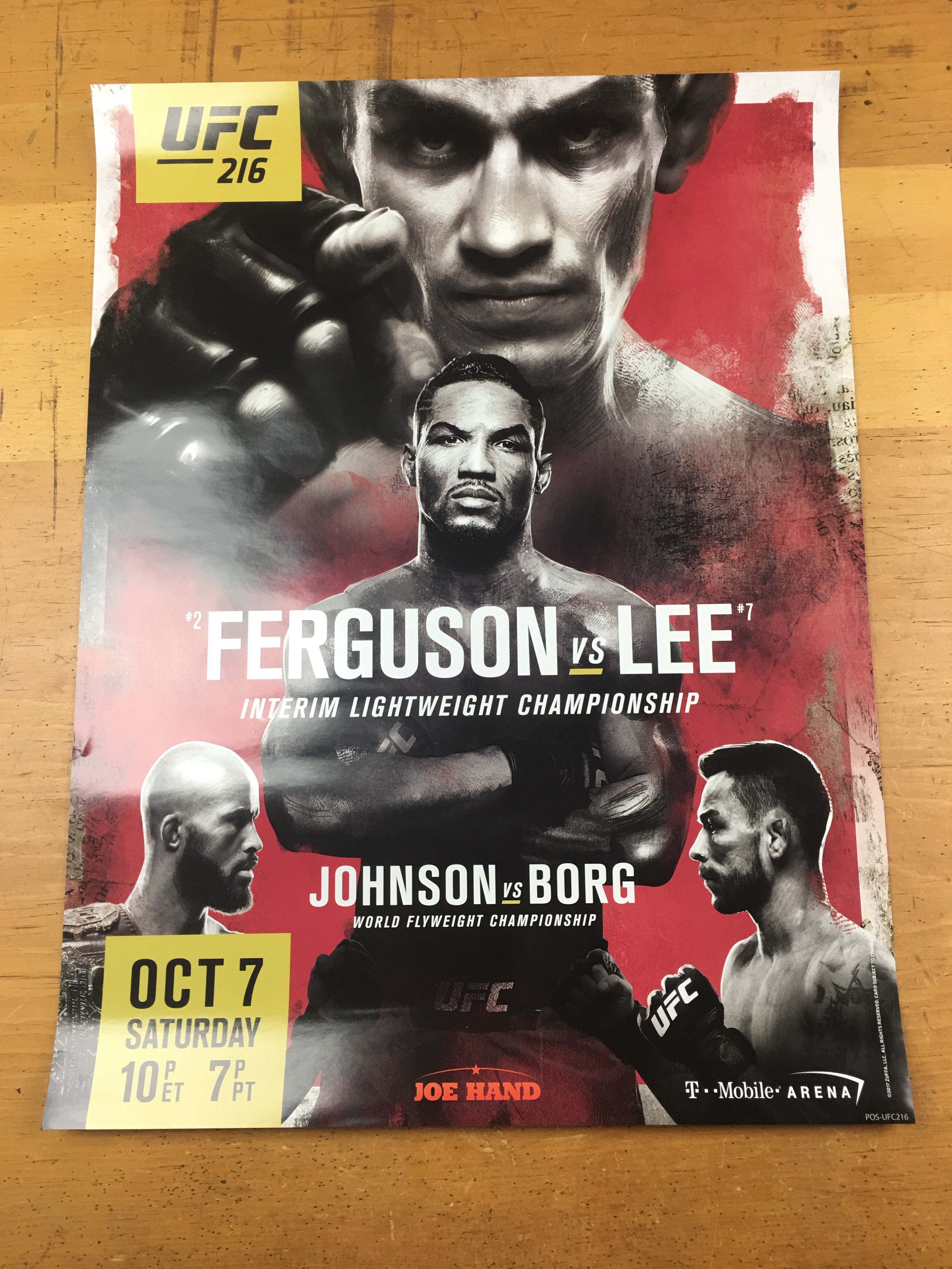 UFC 216 - 2017 Poster Ferguson vs Lee, Johnson vs Borg – Sold Out Posters