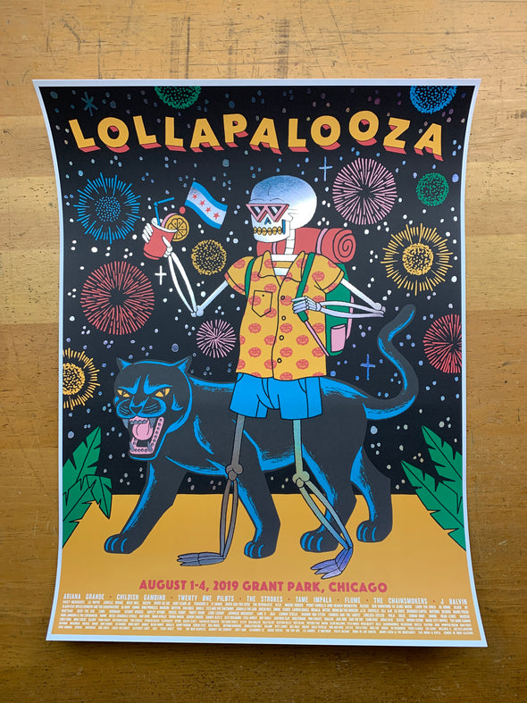 Lollapalooza - 2019 Luke Pelletier poster Chicago Grant Park FOIL edition