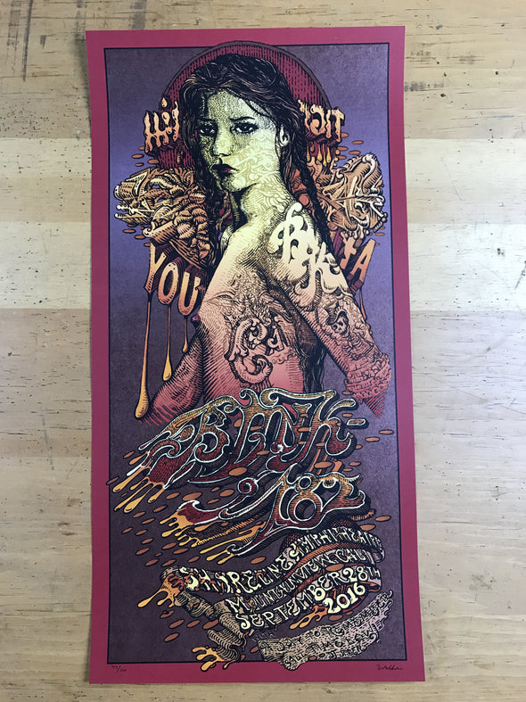 Blink 182 - 2016 David Welker poster, Mountain View, Shoreline Amp, CA