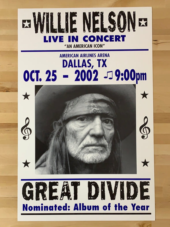 Willie Nelson - 2002 Franks Brothers 10/25 poster Dallas, TX