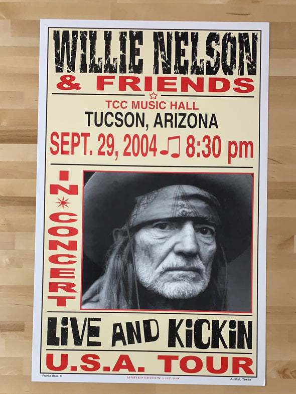 Willie Nelson - 2004 Franks Brothers 9/29 poster Tucson, AZ