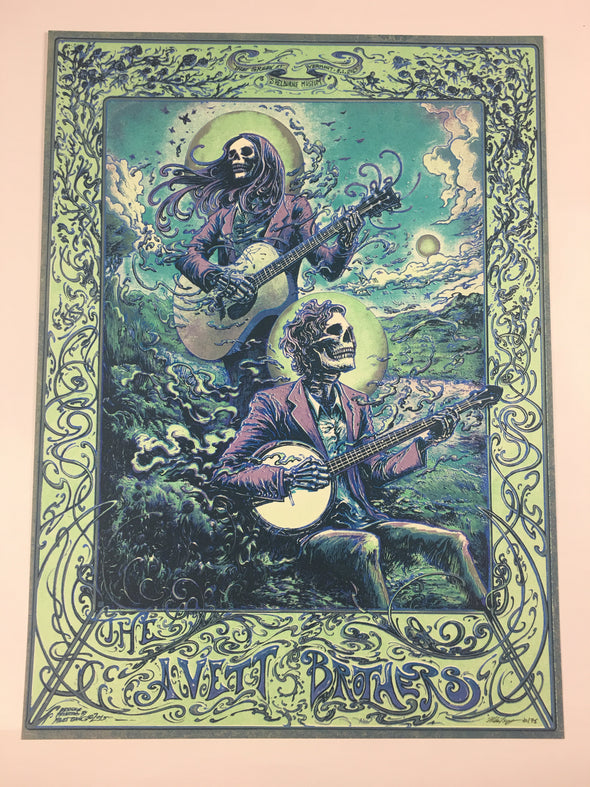 The Avett Brothers - 2015 Miles Tsang Poster Shelburne, VT The Greene Museum VAR