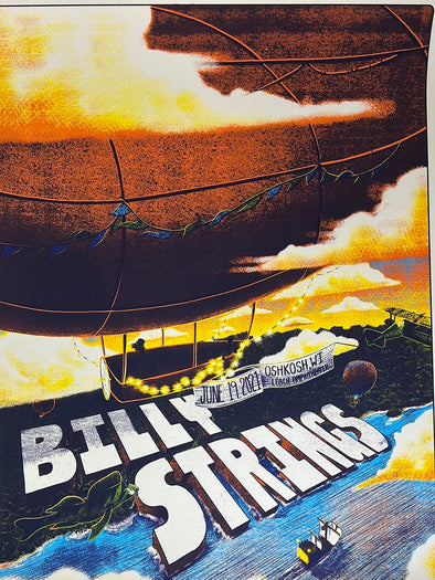 Billy Strings - 2021 Bailey Race poster Oshkosh, WI 6/19