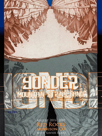 Yonder Mountain String Band - 2009 Travis Parr poster Red Rocks Morrison, CO