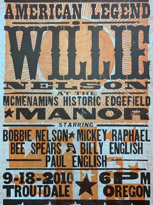 Willie Nelson - 2010 Hatch Show Print 9/18 poster Troutdale, OR