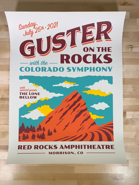 Guster - 2021 Michael Penta poster Red Rocks Morrison, CO
