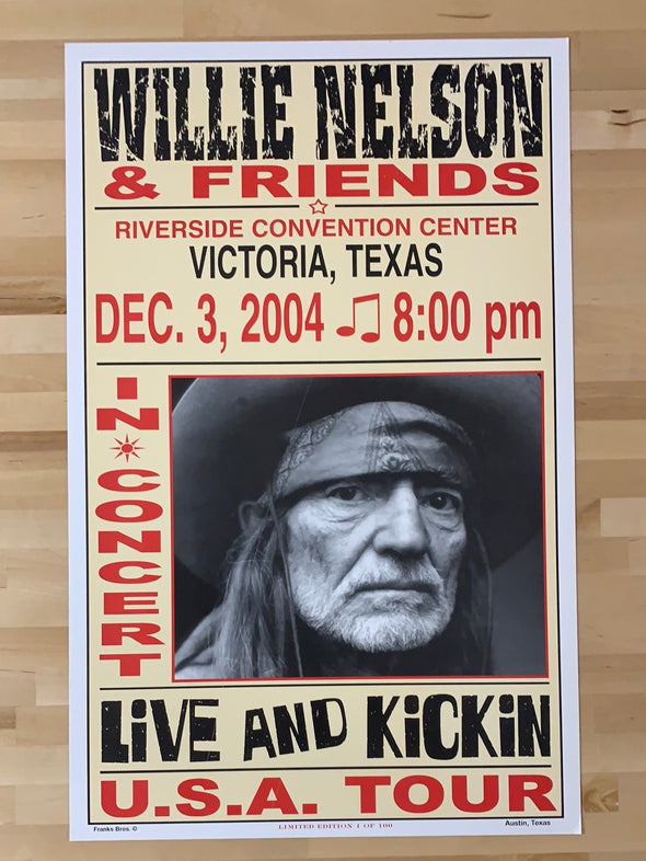 Willie Nelson - 2004 Franks Brothers 12/3 poster Victoria, TX (damaged)