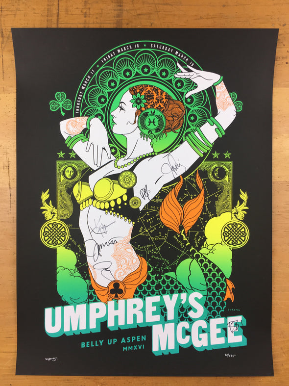 Umphrey's McGee - 2016 Scrojo poster Belly Up Aspen, CO Band Autographed