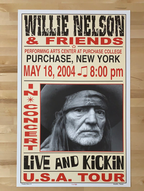 Willie Nelson - 2004 Franks Brothers 5/18 poster Purchase, NY