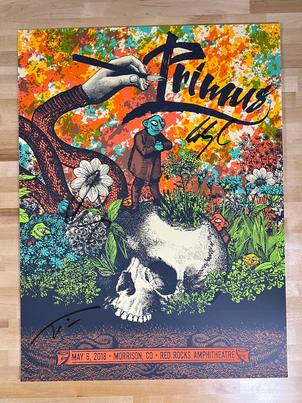 Primus - 2018 Status Serigraph poster Red Rocks, Morrison, CO autographed