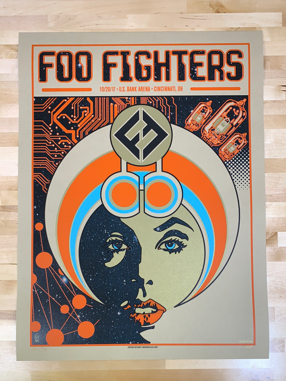 Foo Fighters - 2017 Brian Ewing poster Cincinnati, OH US Bank Arena