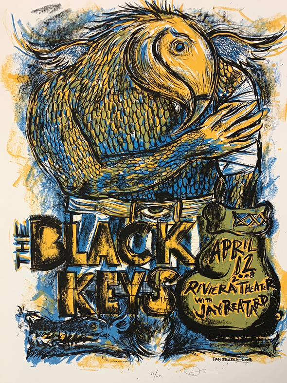 The Black Keys - 2008 Dan Grzeca poster Chicago, IL Riviera Theatre