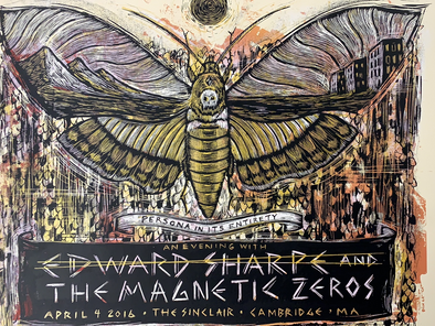 Edward Sharpe & the Magnetic Zeros - 2016 Dan Grzeca poster Cambridge, MA