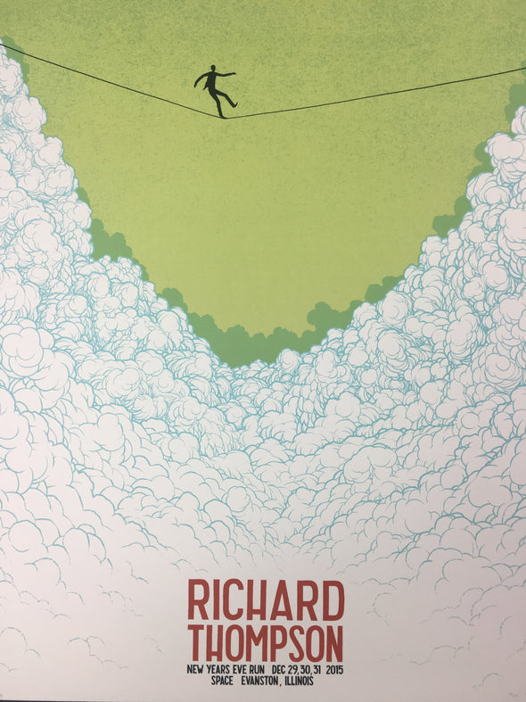 Richard Thompson Band - 2015 Justin Santora Poster Evanston, IL SPACE