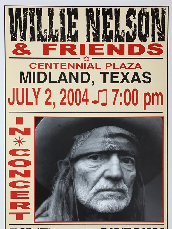 Willie Nelson - 2004 Franks Brothers 7/2 poster Midland, TX