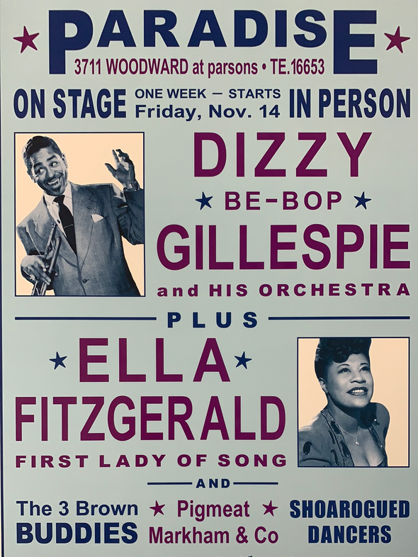Dizzy Gillespie - 1947 Dennis Loren repro poster Detroit, MI
