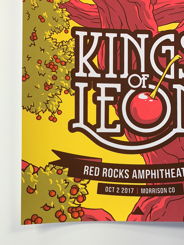 Kings of Leon - 2017 Florey poster Morrison, CO Red Rocks