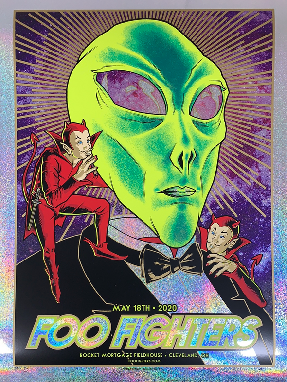 Foo Fighters - 2020 Brian Ewing poster Cleveland, OH Dot Foil