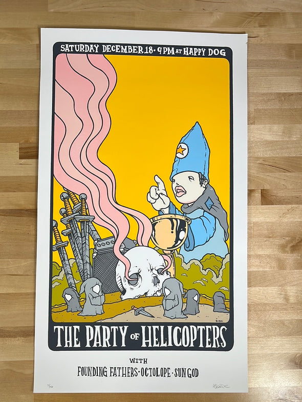 The Party of Helicopters - 2010 Mike Budai poster Cleveland, OH 7/40