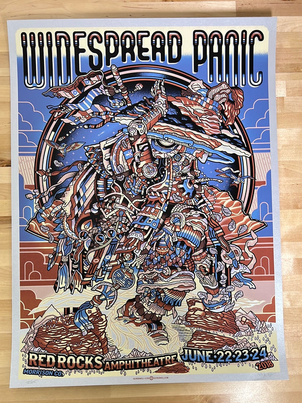 Widespread Panic - 2018 Guy Burwell poster VARIANT Red Rocks Morrison, CO