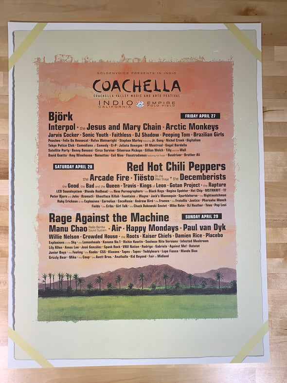 Coachella - 2007 Paul Cutler promo poster Indio, CA Bjork, RHCP, Rage