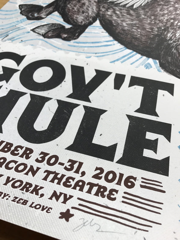 Gov't Mule - 2016 Zeb Love poster Beacon Theatre New York, NY