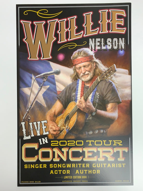 Willie Nelson - 2020 tour poster Franks Bros. Sales Austin, TX
