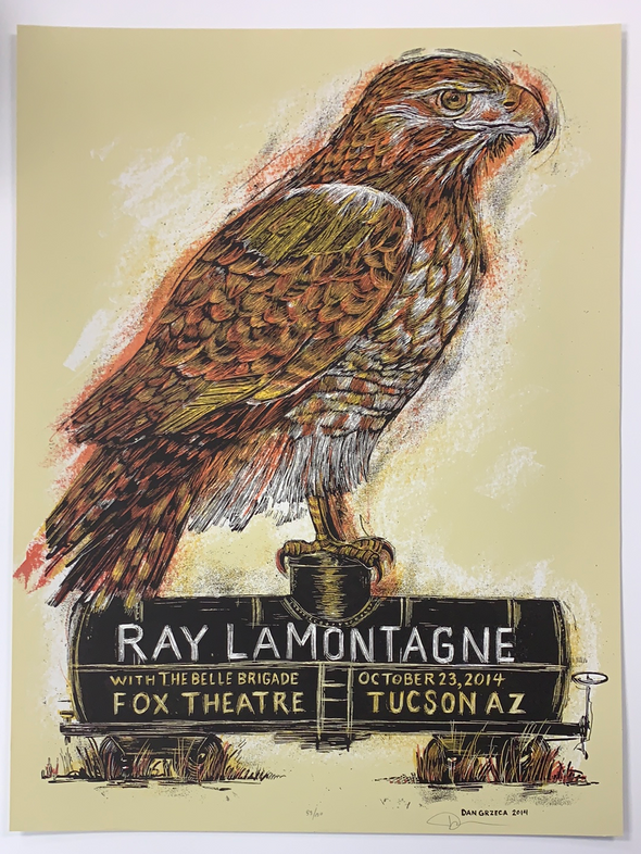 Ray Lamontagne - 2014 Dan Grzeca poster Tucson, AZ Fox Theatre