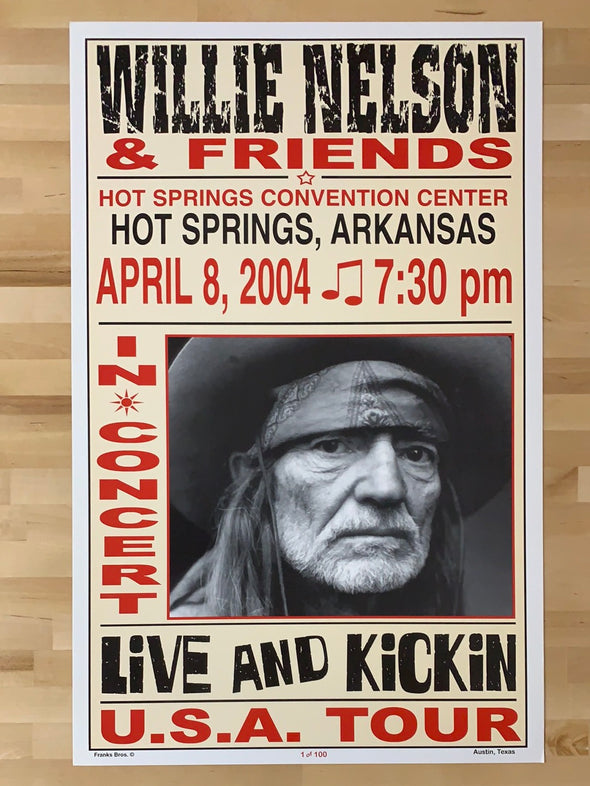 Willie Nelson - 2004 Franks Brothers 4/8 poster Hot Springs, AR