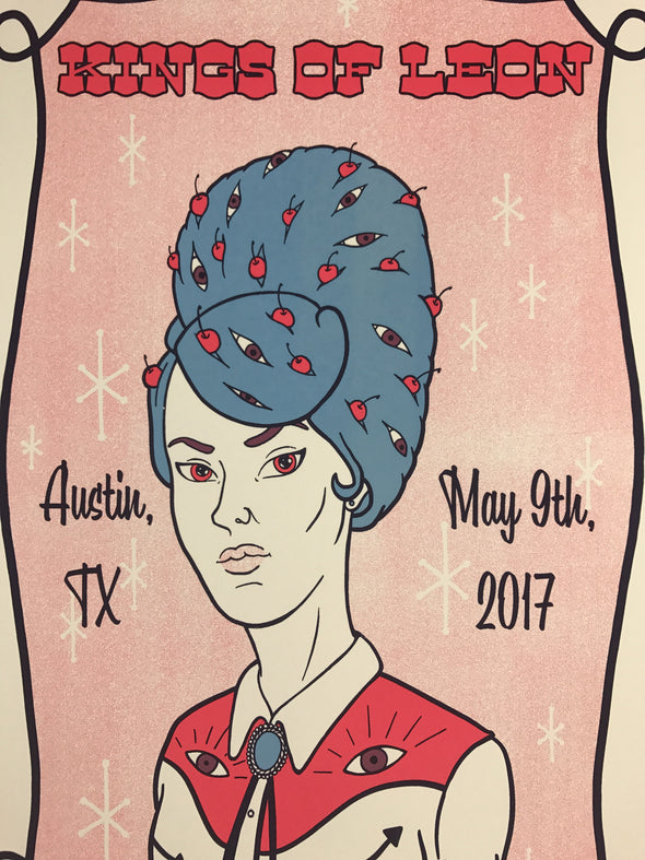 Kings of Leon - 2017 Tyler Skaggs poster Austin, Texas 360 Amphitheater