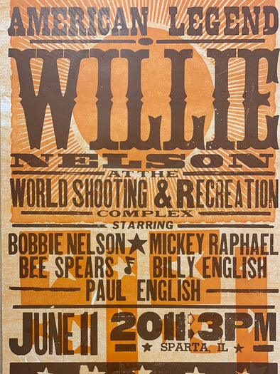 Willie Nelson - 2011 Hatch Show Print 6/11 poster Sparta, Illinois