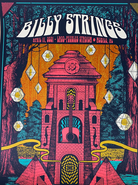 Billy Strings - 2021 Status Serigraph poster Mobile, AL 4/11