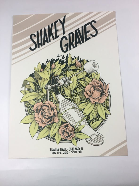 Shakey Graves - 2015 Justin Santora Poster Chicago, IL Thalia Hall