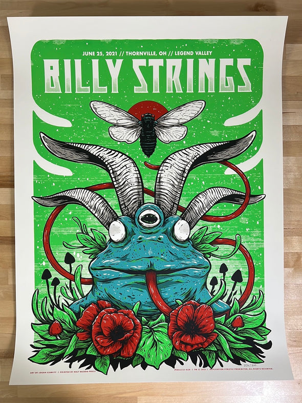 Billy Strings - 2021 Logan Schmitt poster Thornville, OH 6/25