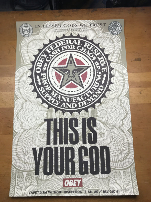 Lesser Gods - 2003 Shepard Fairey poster This is Your God print