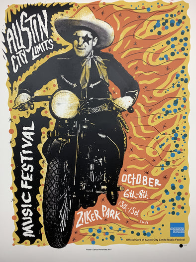 Austin City Limits Festival - 2017 Carlos Hernandez Poster Zilker Park Austin, #'d