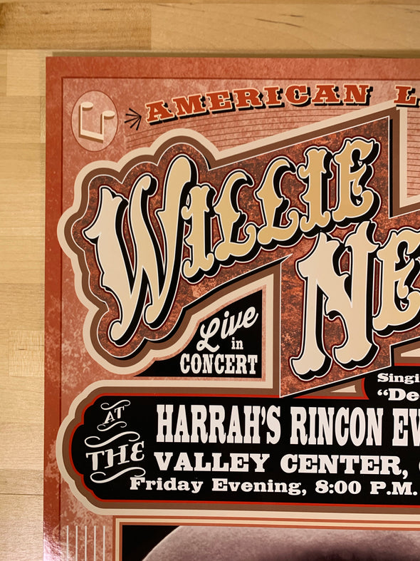 Willie Nelson - 2015 Franks Brothers poster Valley Center, CA Harrah's