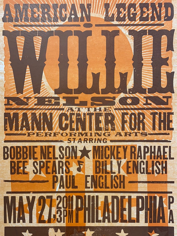 Willie Nelson - 2011 Hatch Show Print 5/27 poster Philadelphia, Pennsylvania